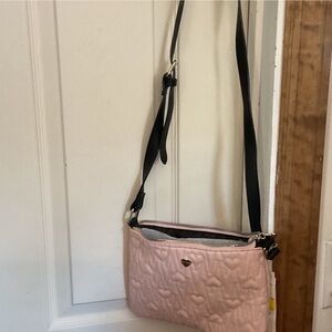 Quilted Heart Crossbody Bag in Light Pink